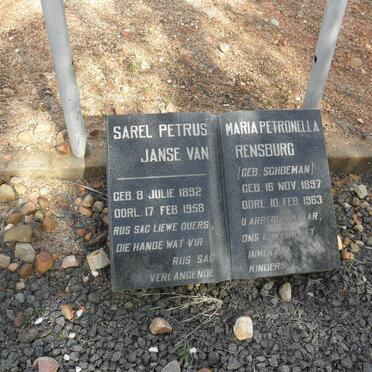 RENSBURG Sarel Petrus, Janse van 1892-1958 &amp; Maria Petronella SCHOEMAN 1897-1963