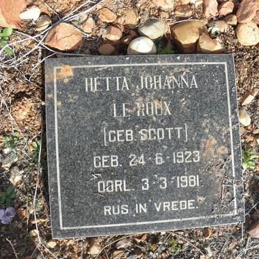 ROUX Hetta Johanna, le nee SCOTT 1923-1981