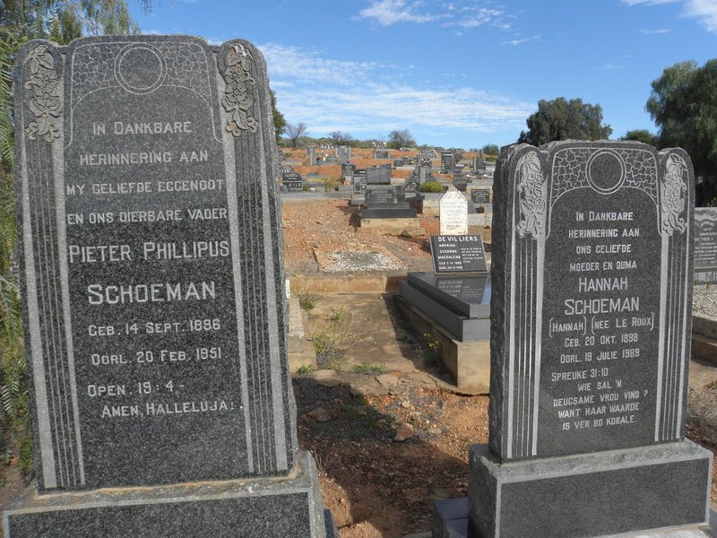 SCHOEMAN Pieter Phillipus 1896-1951 &amp; Hannah LE ROUX 1898-1989