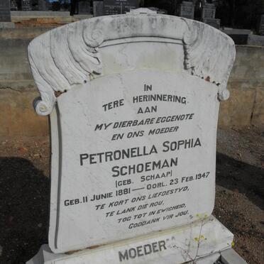 SCHOEMAN Petronella Sophia nee SCHAAP 1881-1947