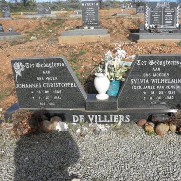 VILLIERS Johannes Christoffel, de 1909-1981 &amp; Sylvia Wilhelmina JANSE VAN RENSBURG 1921-1982