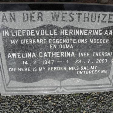 WESTHUIZEN Awelina Catherina, van der nee THERON 1947-2003