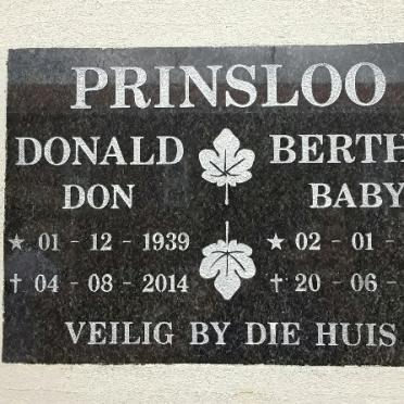 PRINSLOO Donald 1939-2014 &amp; Bertha 1941-2016