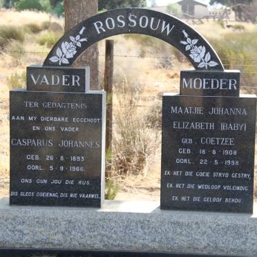 ROSSOUW Casparus Johannes 1893-1966 &amp; Maatjie Johanna Elizabeth COETZEE 1908-1998