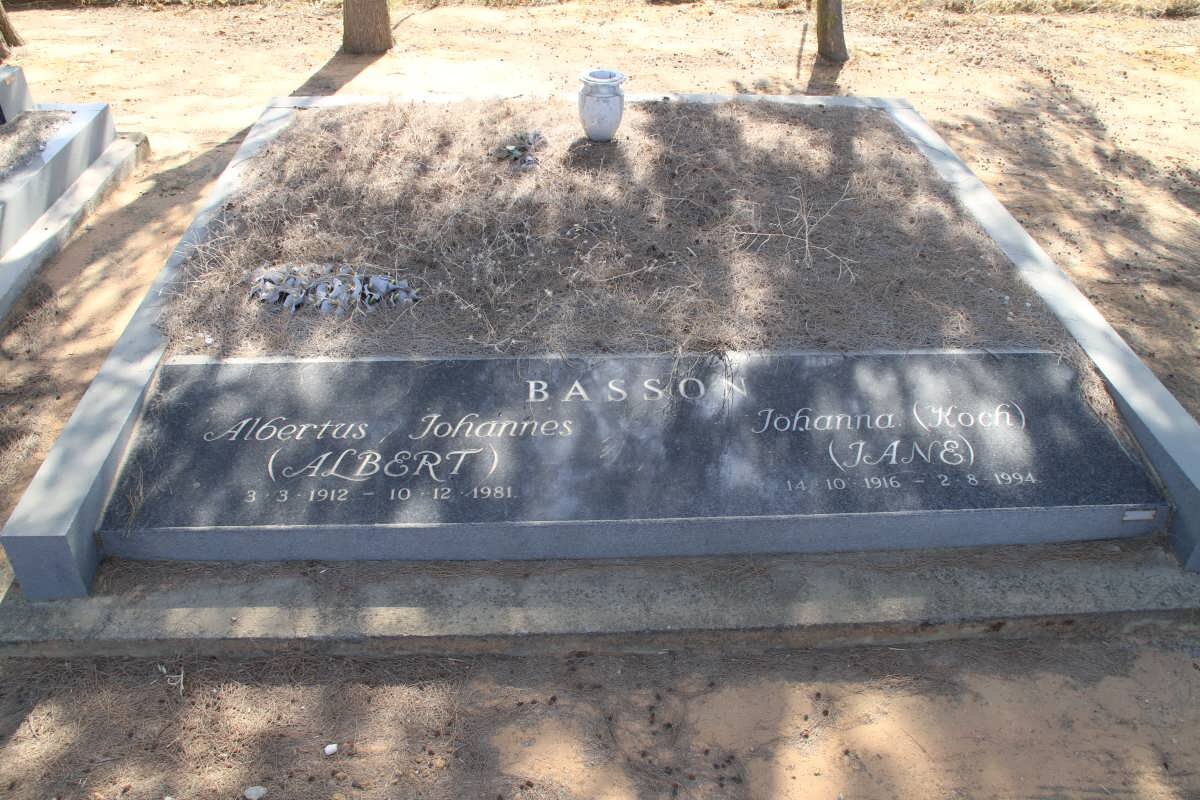 BASSON Albertus Johannes 1912-1981 &amp; Johanna KOCH 1916-1994