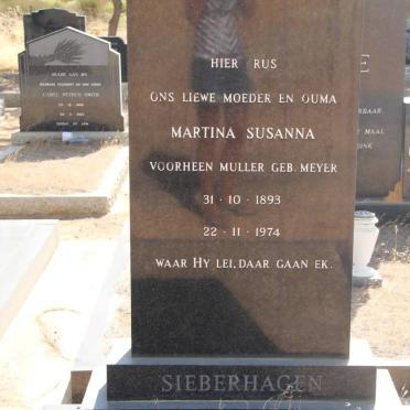 SIEBERHAGEN Martina Susanna, formerly MULLER nee MEYER 1893-1974
