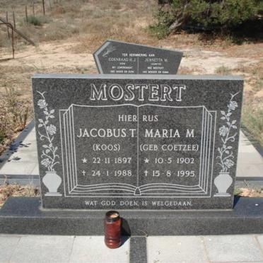 MOSTERT Jacobus T. 1897-1988 &amp; Maria M. COETZEE 1902-1995