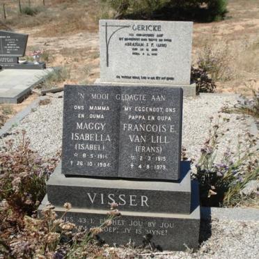 VISSER Francois E. Van Lill 1915-1979 &amp; Maggy Isabella 1915-1984