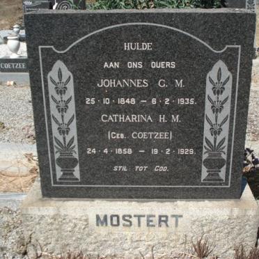 MOSTERT Johannes G.M. 1848-1935 &amp; Catharina H.M. COETZEE 1858-1929