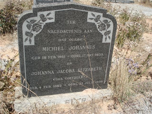 BEER  Michiel Johannes 1861-1939 &amp; Johanna Jacoba Elizabeth COETZEE 1862-1938