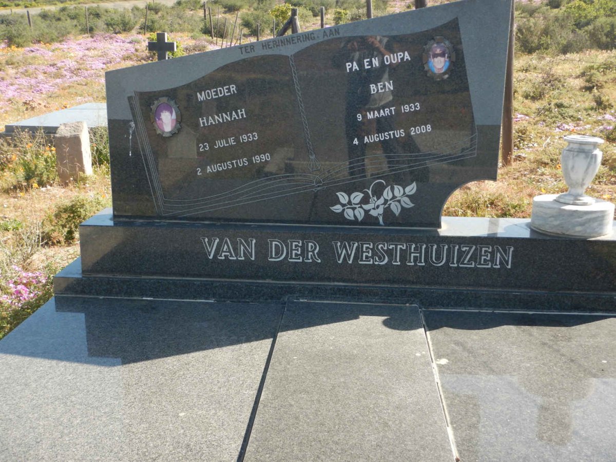 WESTHUIZEN Ben, van der 1933-2008 & Hannah 1933-1990