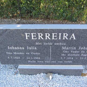 FERREIRA Martin Johannes 1914-2006 &amp; Johanna Julia 1923-1986
