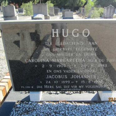 HUGO Jacobus Johannes 1899-1995 &amp; Carolina Margaretha DU TOIT 1907-1983
