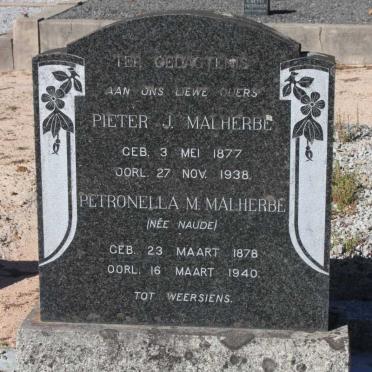 MALHERBE Pieter J. 1877-1938 &amp; Petronella M. NAUDE 1878-1940