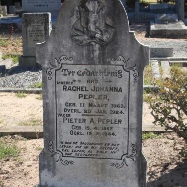PEPLER Pieter A. 1862-1944 &amp; Rachel Johanna 1863-1924