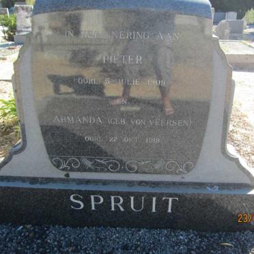 SPRUIT Pieter -1909 &amp; Armanda VON VEERSEN -1918