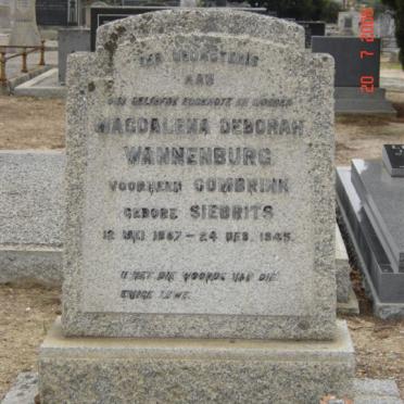 WANNENBERG Magdalena Deborah, voorheen COMBRINK nee SIEBRITS 1867-1945