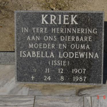 KRIEK Isabella Lodewina 1907-1987