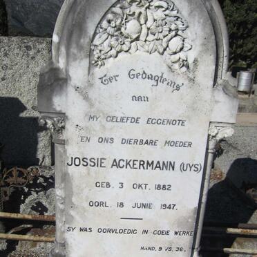 ACKERMANN Jossie nee UYS 1882-1947