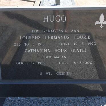 HUGO Lourens Hermanus Fourie 1913-1990 &amp; Catherina Roux MALAN 1918-2004