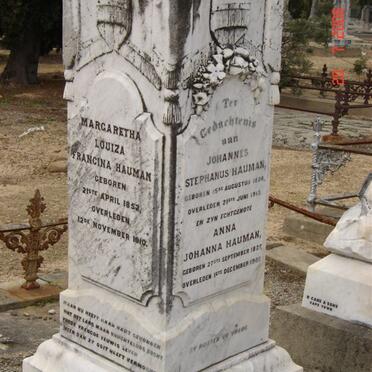 HAUMAN Johannes Stephanus 1824-1913 &amp; Anna Johanna 1827-1967 ::  HAUMAN  Margaretha Louiza Francina 1852-1910