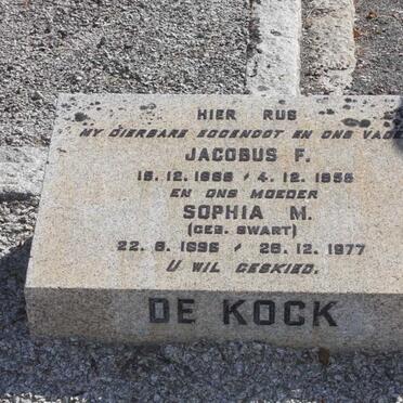 KOCK Jacobus F., de 1888-1956 &amp; Sophia M. SWART 1896-1977