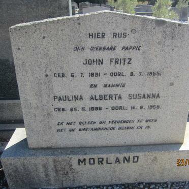 MORLAND John Fritz 1891-19?5 &amp; Paulina Alberta Susanna 1896-1958