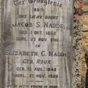 NAUDE Jacob S. 1842-1916 &amp; Elizabeth C. ROUX 1845-1929