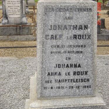 ROUX Jonathan, le 1843-1910 &amp; Johanna Anna HAUPTFLEISCH 1851-1945