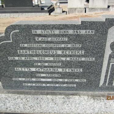 REYNEKE Bartholomeus 1889-1945 & Aletta Catharina HANEKOM 1901-1966