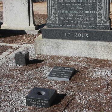 ROUX David, le 1888-1957 &amp; Hester Francina OLIVIER 1907-1979 :: ROUX Jeremia Cornelius, le 1927-2002