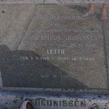 THEUNISSEN Bartholomeus Johannes 1916-1960 &amp; Lettie 1919-1992