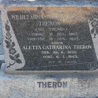 THERON Wilhelmina Magdalena nee THERON 1862-1952 :: THERON Aletta Catharina 1870-1963