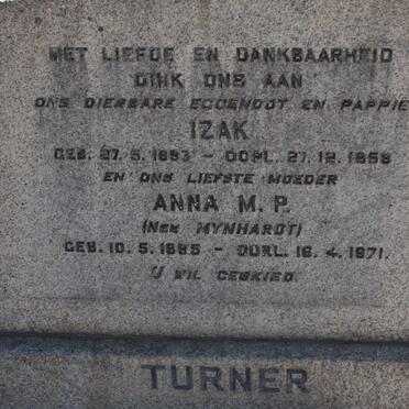 TURNER Izak 1893-1958 &amp; Anna M.P. MYNHARDT 1895-1971
