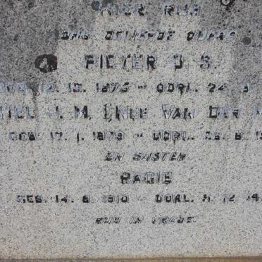 TOIT Pieter O.S., du 1875-1958 &amp; Rachel J.M. VAN DER MERWE 1879-1919 :: DU TOIT Ragie 1910-1921