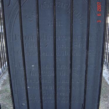 ROUX Petrus Albertus, le 1801-1882 &amp; Anna Magdalena 1811-1881