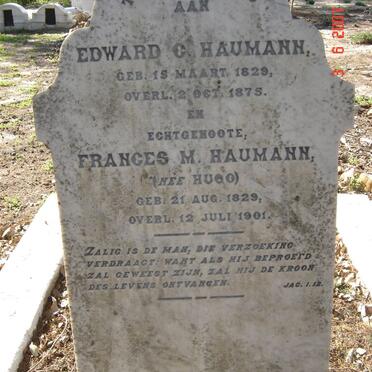 HAUMANN Edward C. 1829-1875 &amp; Frances M. HUGO 1829-1901