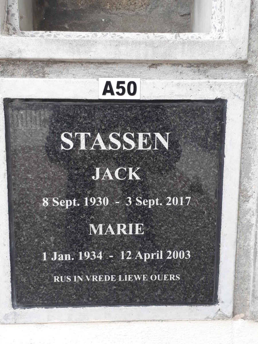 STASSEN Jack 1930-2017 &amp; Marie 1934-2003