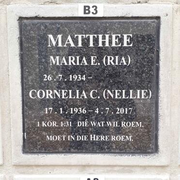 MATTHEE Maria E. 1934-  :: MATTHEE Cornelia C. 1936-2017