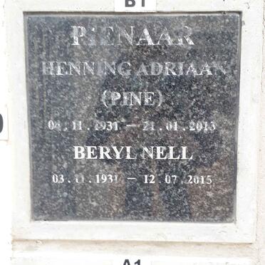 PIENAAR Henning Adriaan 1931-2013 &amp; Beryl Nell 1931-2015
