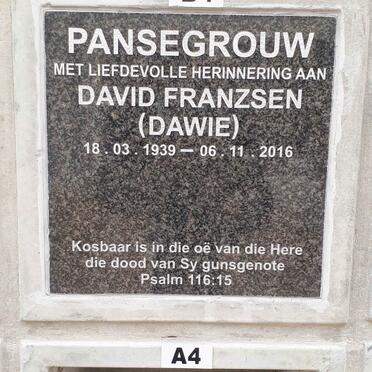 PANSEGROUW David Franzsen 1939-2016