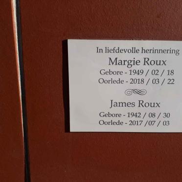 ROUX James 1942-2017 &amp; Margie 1949-2018