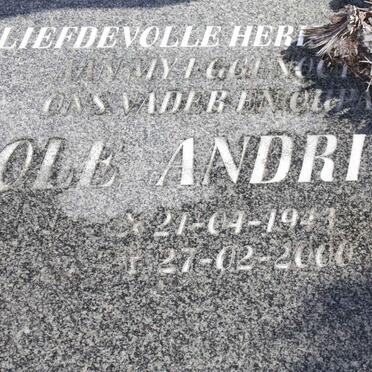HUMAN Ole Andries 1943-2000 &amp; Johanna Elizabeth 1948-