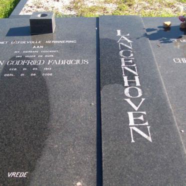 LANGENHOVEN Johan Godfried Fabricius 1913-2000 &amp; Christina Magdalena 1926-2008