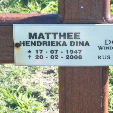 MATTHEE Hendrika Dina 1947-2008
