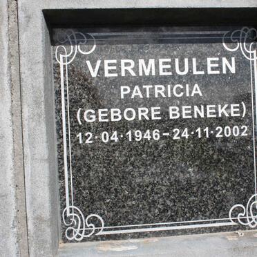 VERMEULEN Patricia nee BENEKE 1946-2002