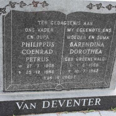 DEVENTER Philippus Coenrad Petrus, van 1908-1990 &amp; Barendina Dorothea GROENEWALD 1908-1982