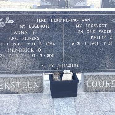 EKSTEEN Hendrik O. 1942-2011 &amp; Anna S. LOURENS 1943-1984 :: LOURENS Philip C. 1941-1984