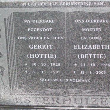 ESTERHUIZEN Gerrit 1928-1995 &amp; Elizabeth 1926-2005