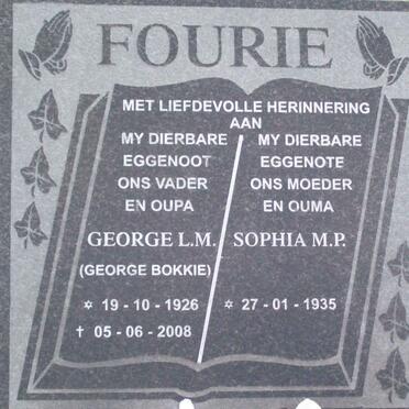 FOURIE George L.M. 1926-2008 &amp; Sophia M.P. 1935-?